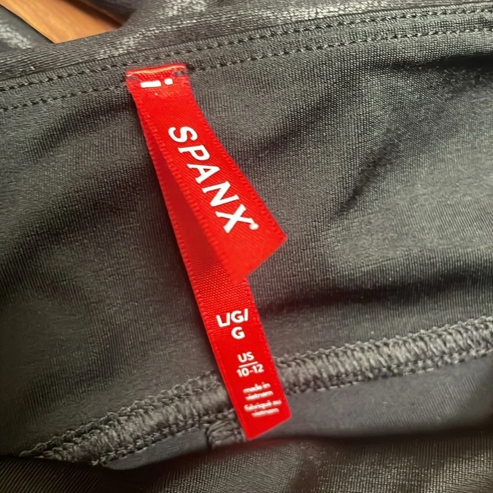 SPANX Faux Leather High Rise Black Leggings Women’s large - Picture 6 of 7